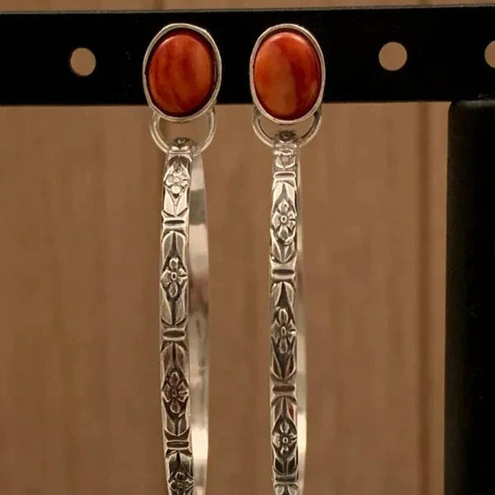 Silver Hoop Earrings Cobh with Carnelian