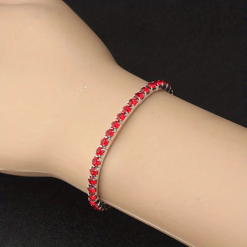Silver Tennis Bracelet Emer with Ruby Stones