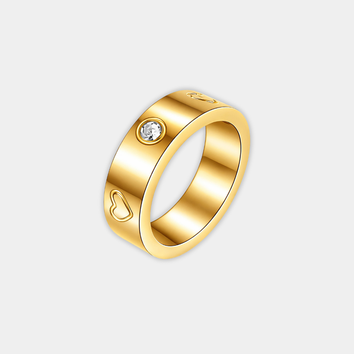 Silver Band Ring Ciara with Crystal &amp; Hearts