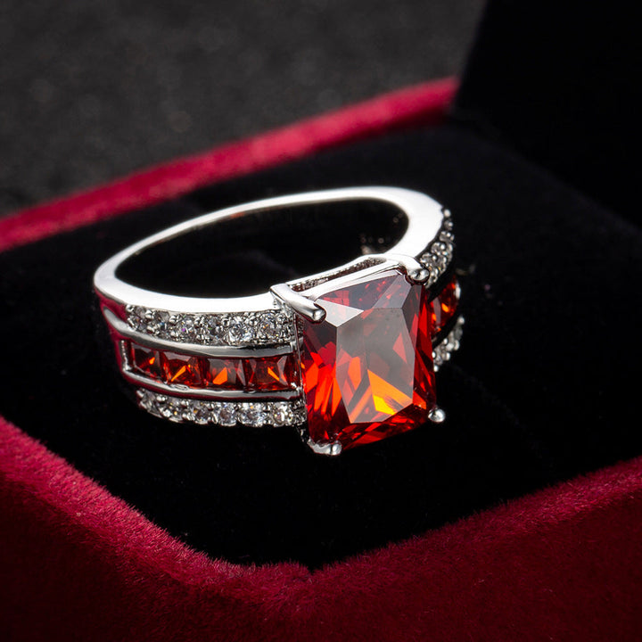 White Gold Ring Ciara with Ruby