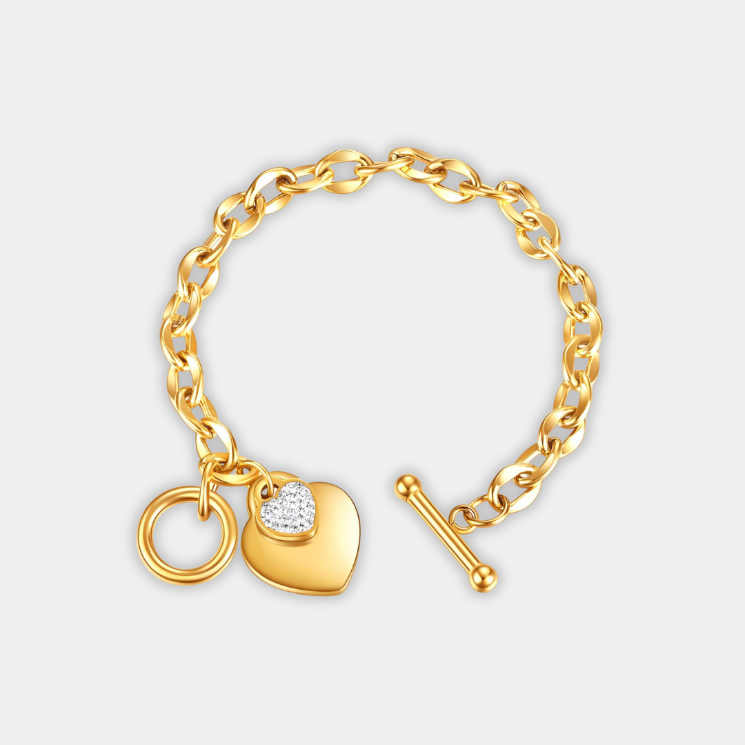 Gold Chain Bracelet Méabh with Heart