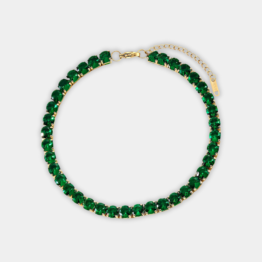 Gold Necklace Gráinne with Emerald Crystals