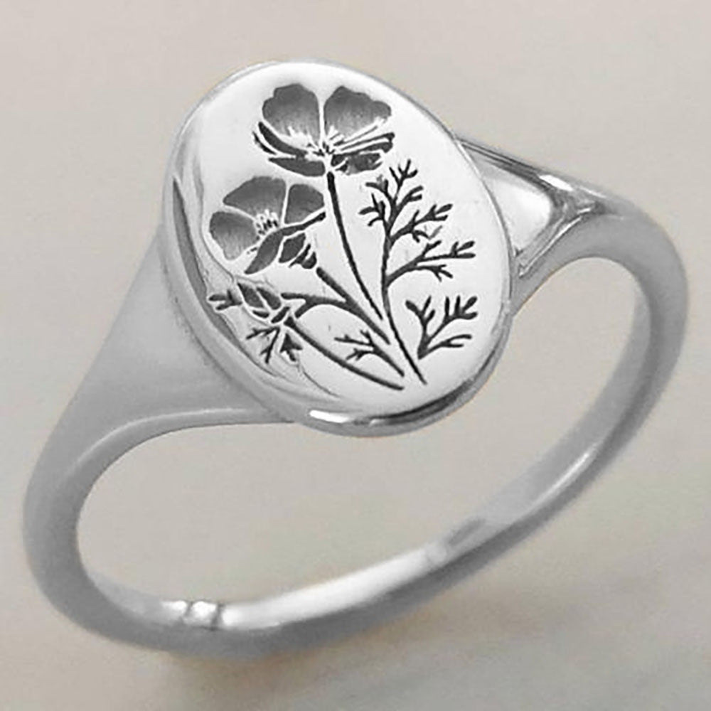 Silver Ring Fiadh with Floral Engraving