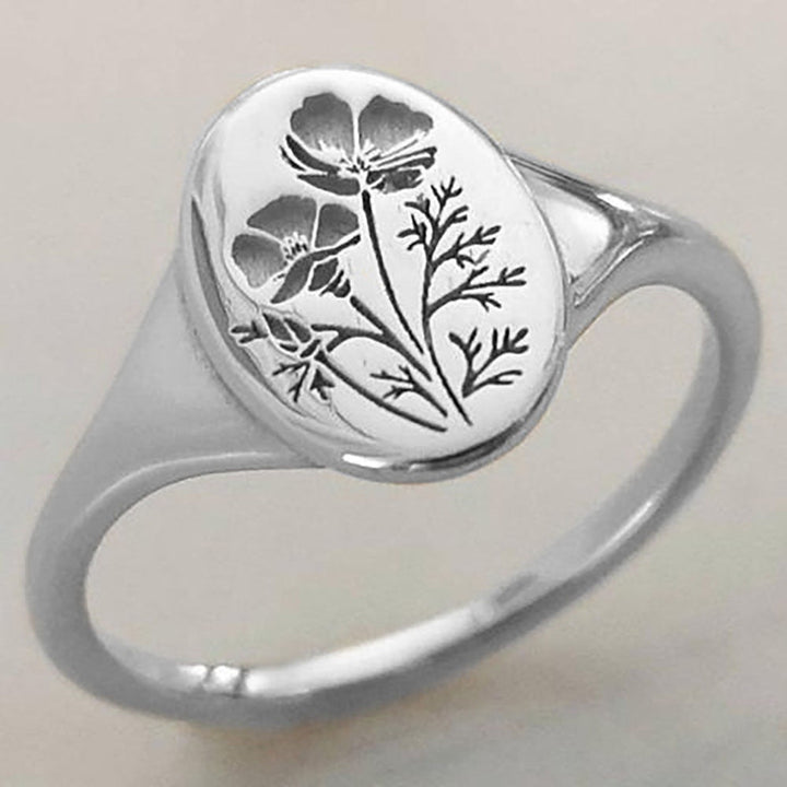 Silver Ring Fiadh with Floral Engraving