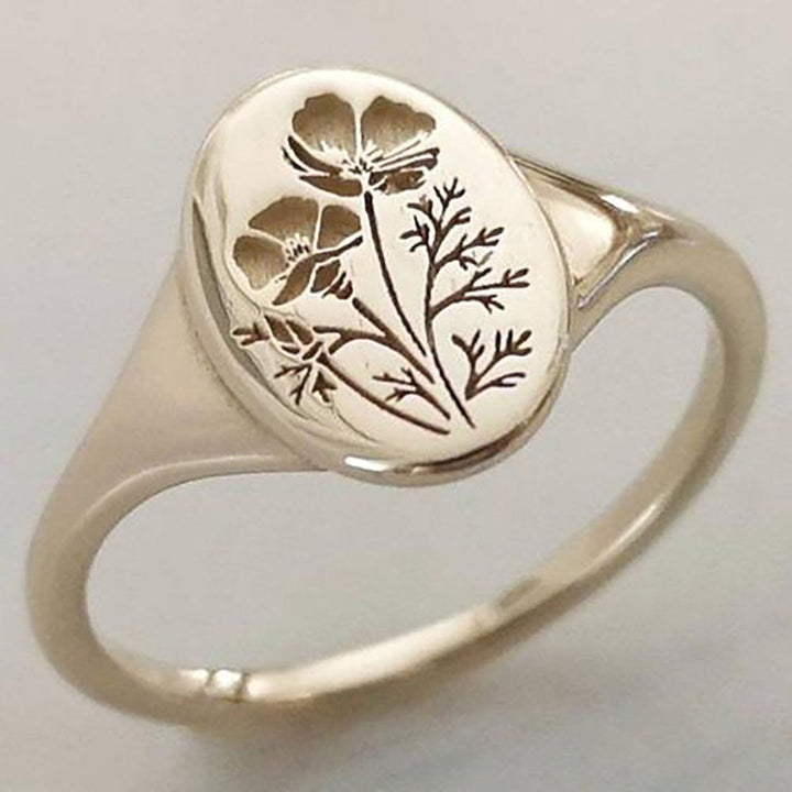Silver Ring Fiadh with Floral Engraving
