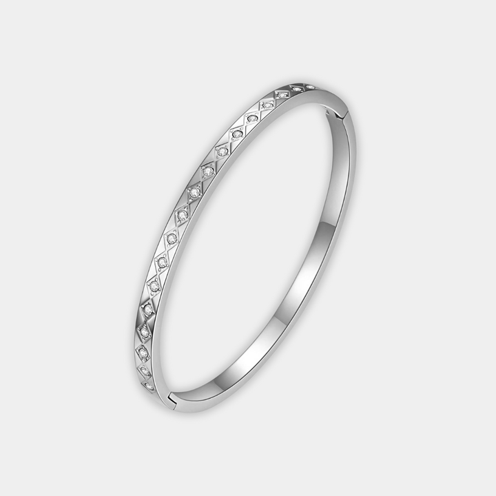 Silver Bangle Bracelet Dervla with Zirconia