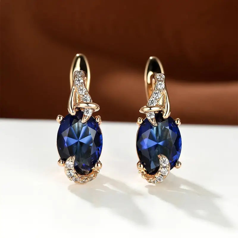 Gold Drop Earrings Róisín with Sapphire