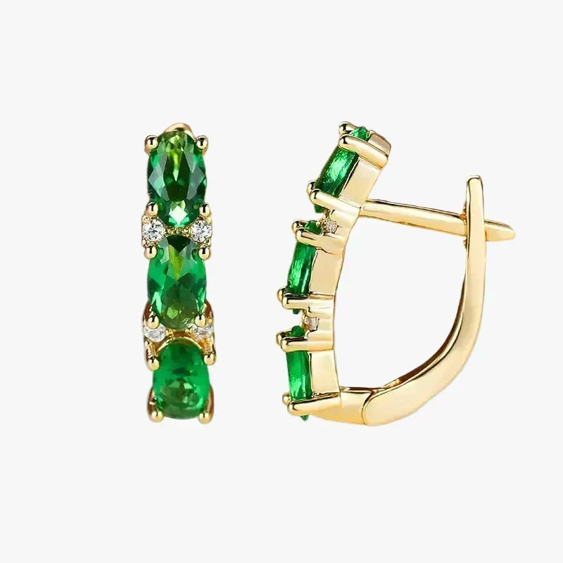 Gold Hoop Earrings Caoimhe with Emeralds