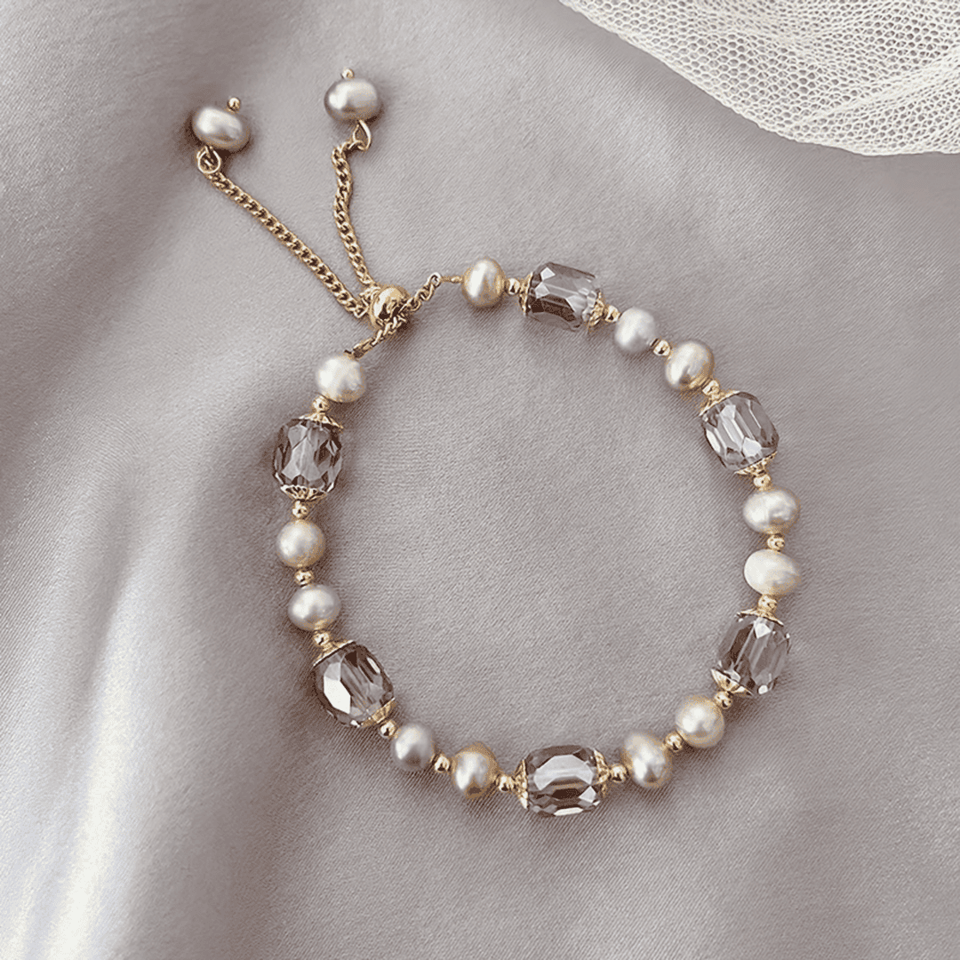 Pearl Beaded Bracelet Darina with Crystal Beads