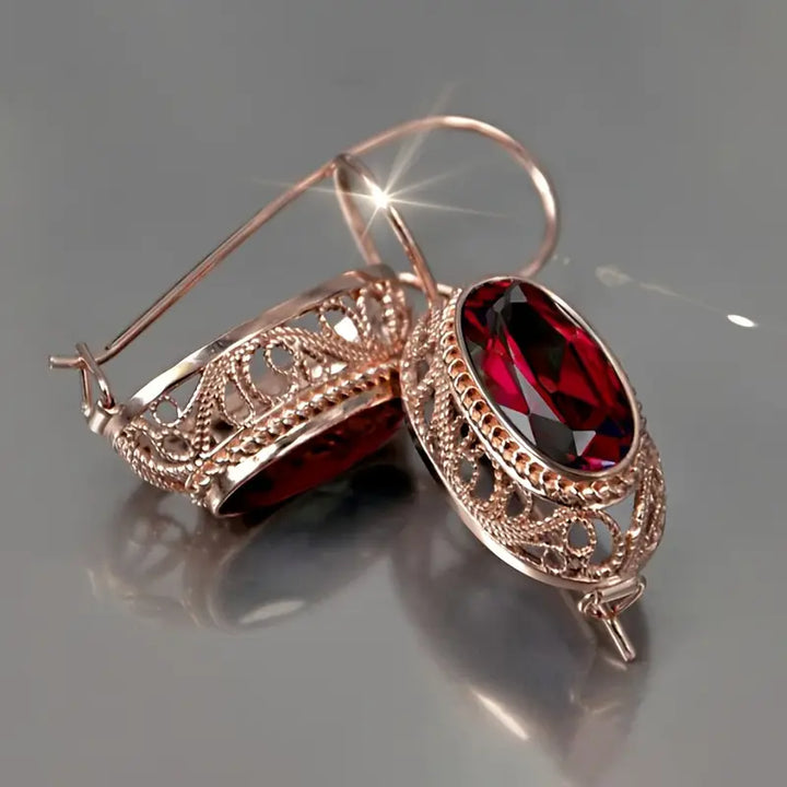 Rose Gold Drop Earrings Siobhán with Ruby