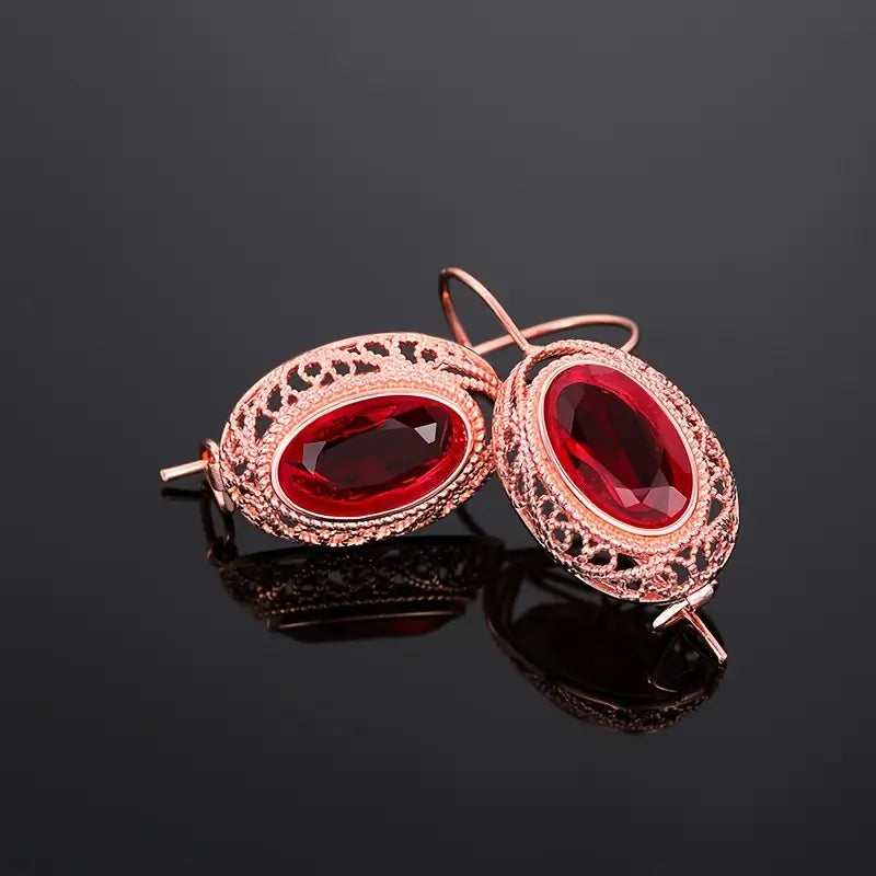 Rose Gold Drop Earrings Siobhán with Ruby