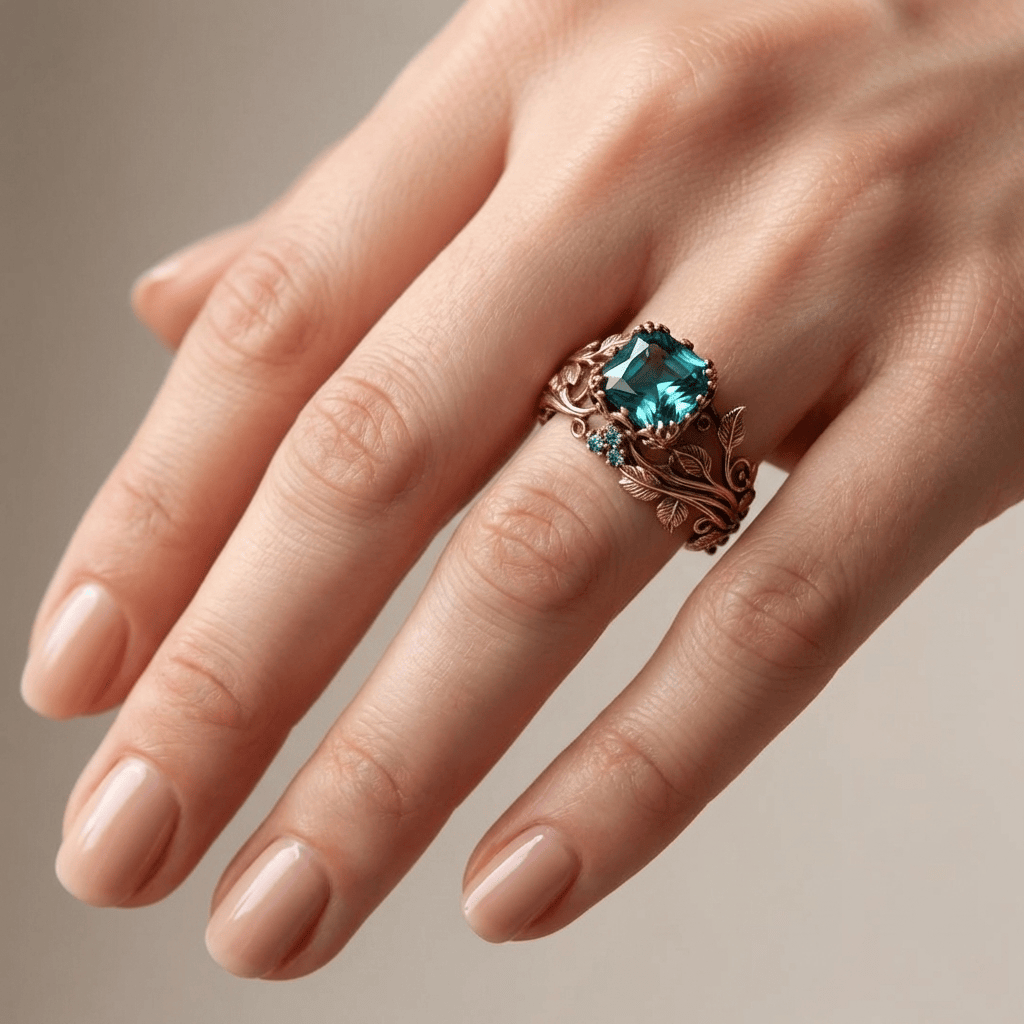 Rose Gold Ring Sorcha with Blue Sapphire