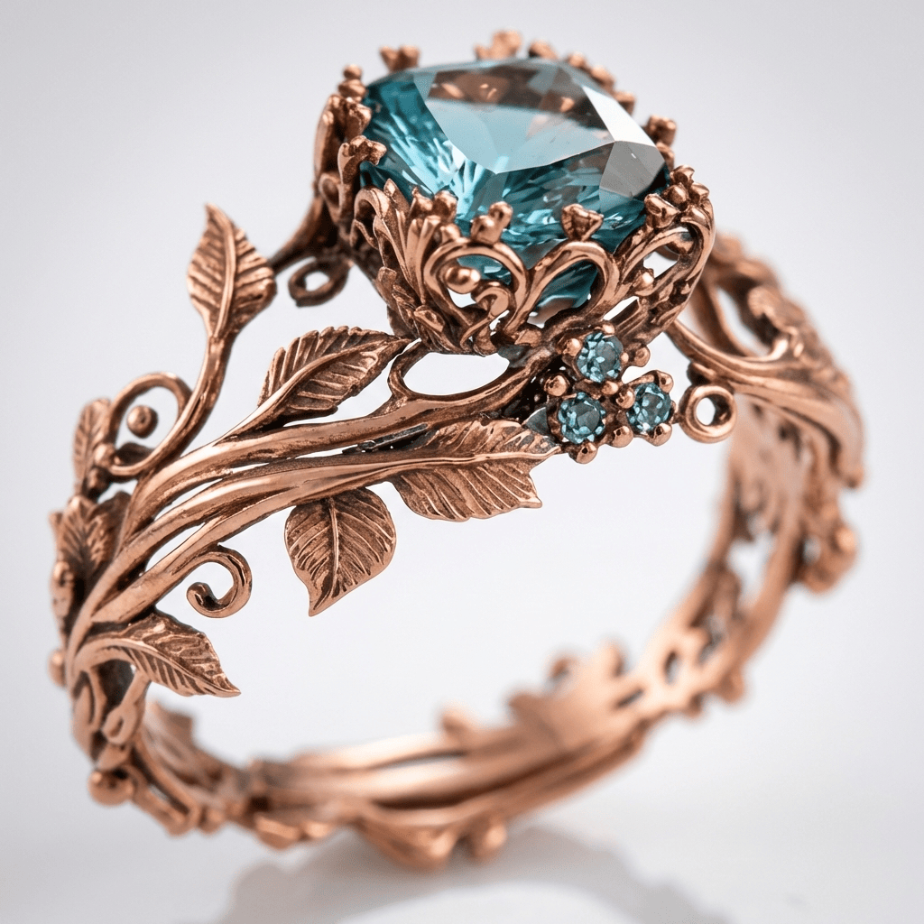Rose Gold Ring Sorcha with Blue Sapphire