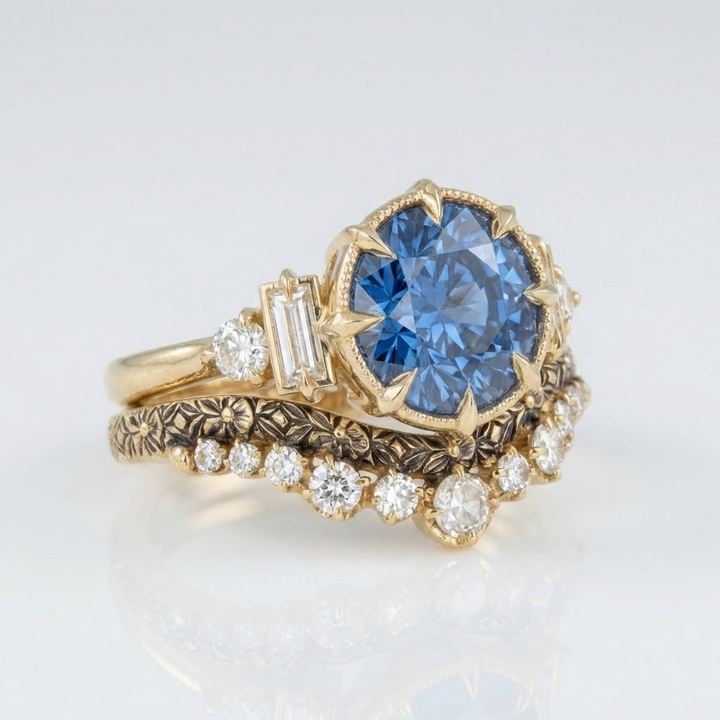 Gold Ring Set Órla with Sapphire