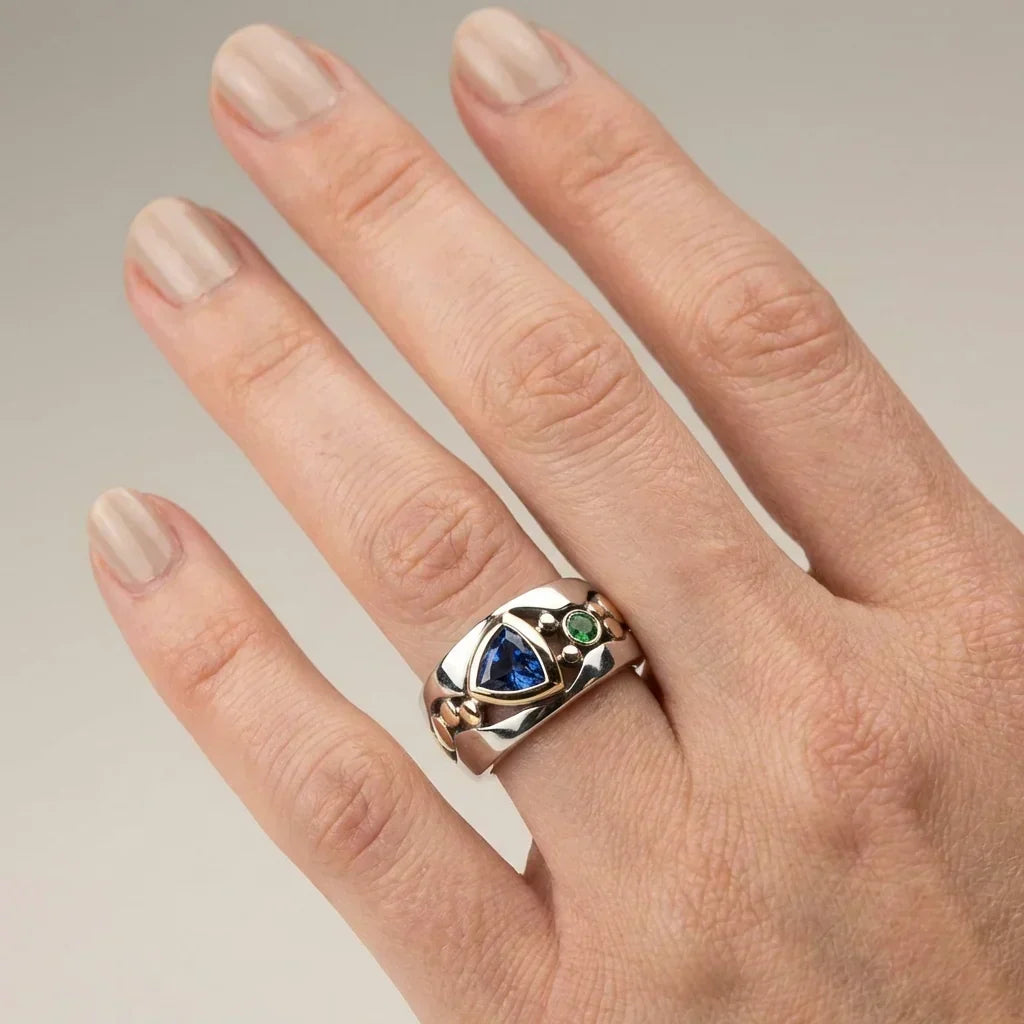 Gold &amp; Silver Ring Aisling with Sapphire