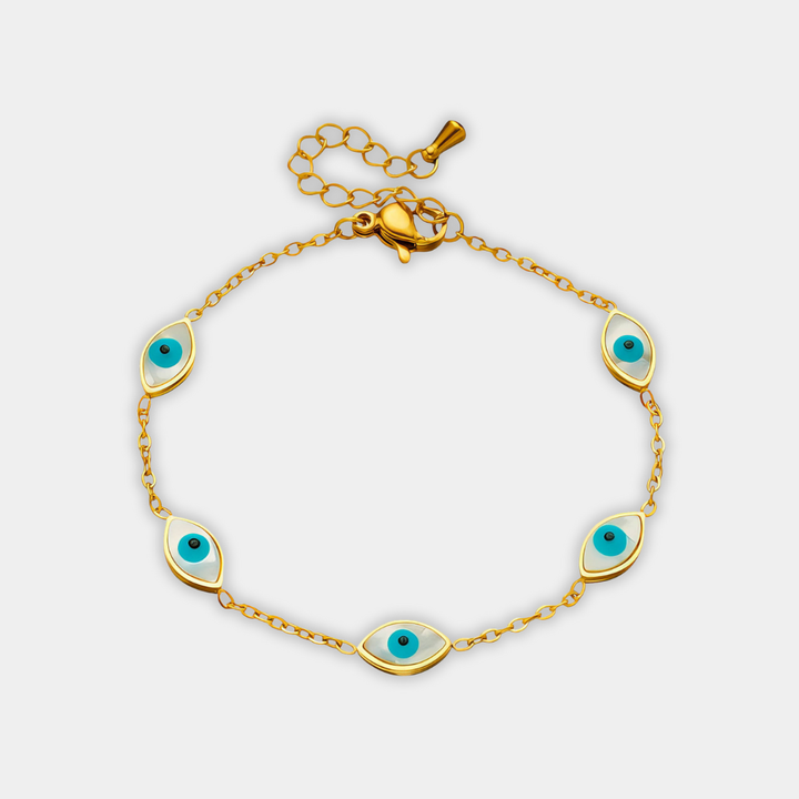 Gold Chain Bracelet Íde with Evil Eye