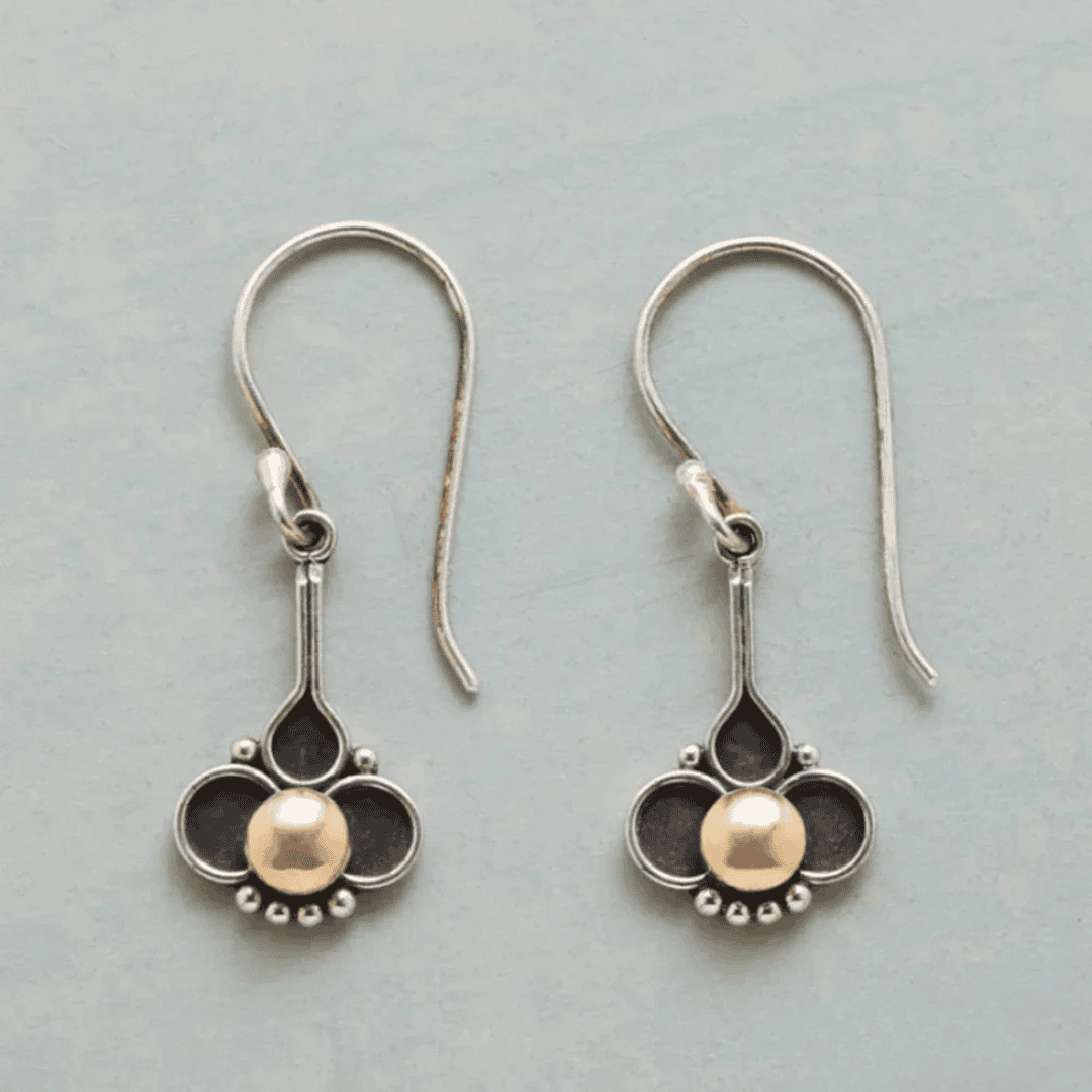 Silver Drop Earrings Kenmare with Clover Motif