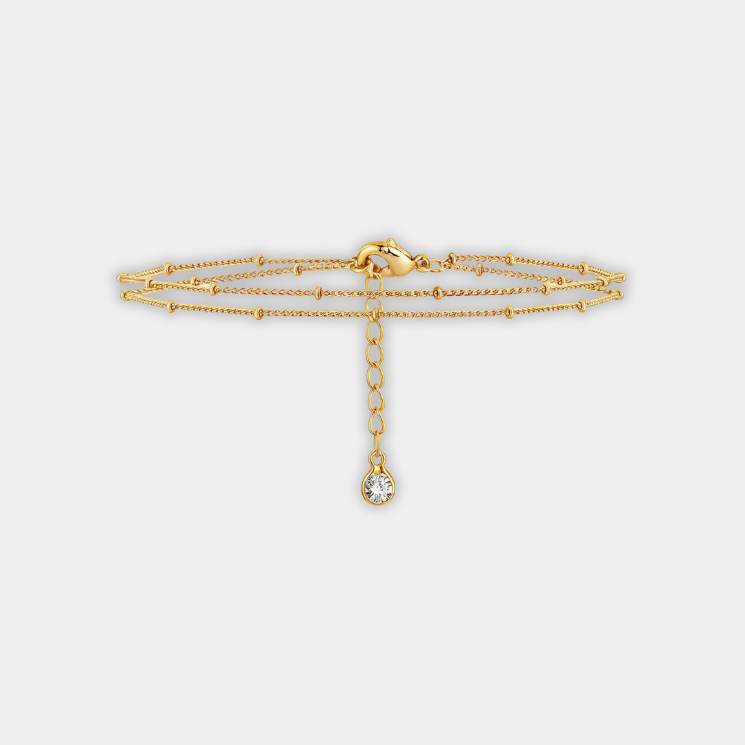 Gold Beaded Bracelet Bríd with Zirconia
