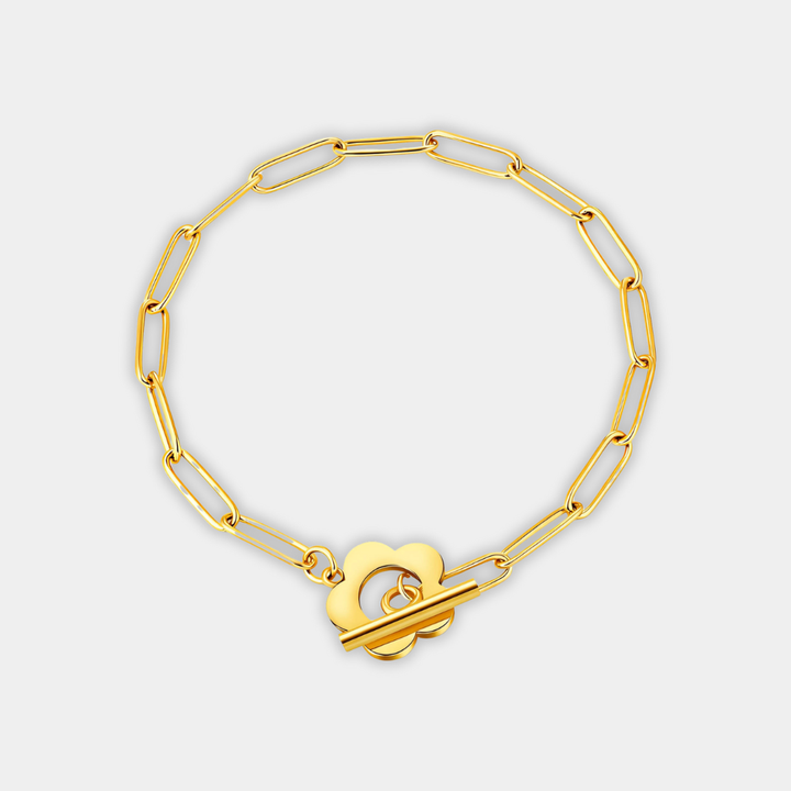 Gold Chain Bracelet Caoimhe with Flower Clasp