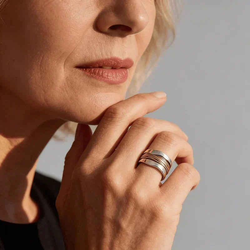 Gold &amp; Silver Ring Róisín with Wire Wrap