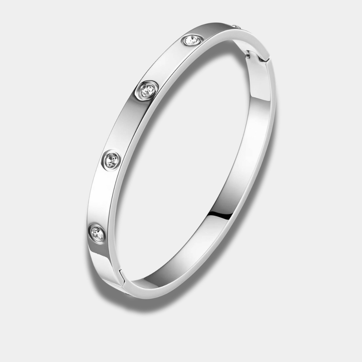 Silver Bangle Bracelet Eithne with Zirconia