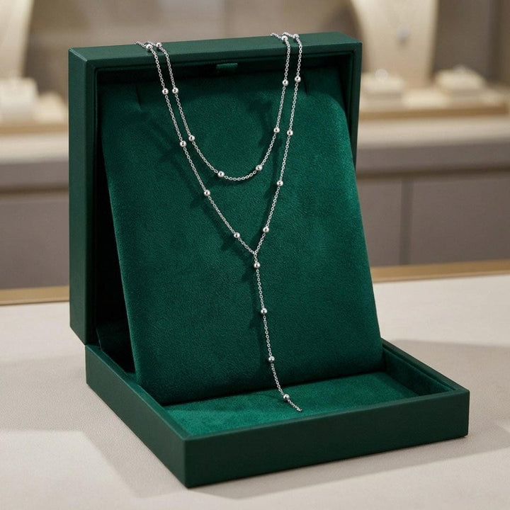Gold Beaded Necklace Riona with Y-Drop