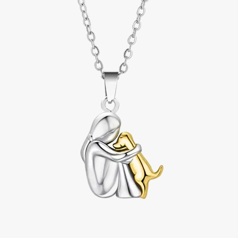 Gold &amp; Silver Necklace Béibhinn with Woman and Dog
