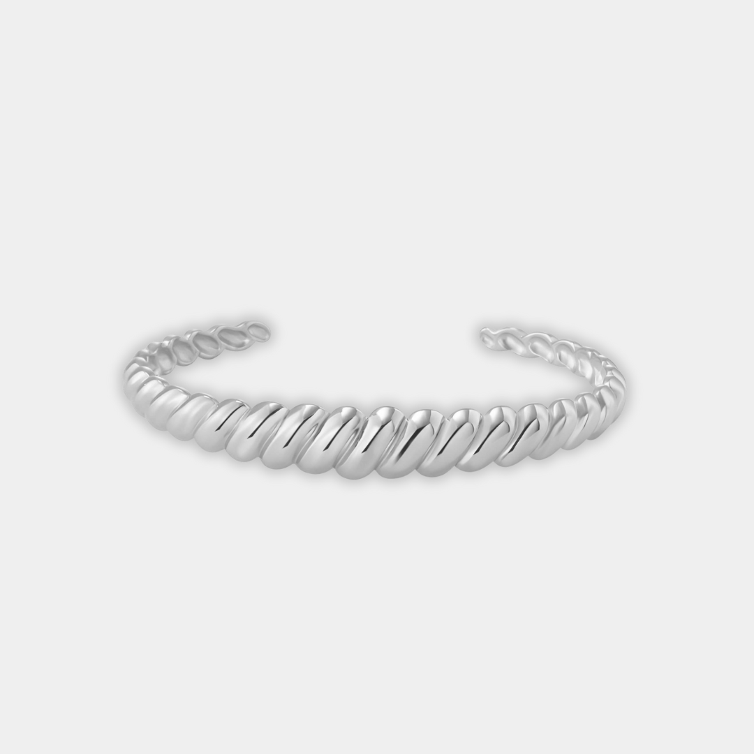 Silver Cuff Bracelet Aoife with Twisted Rope Design