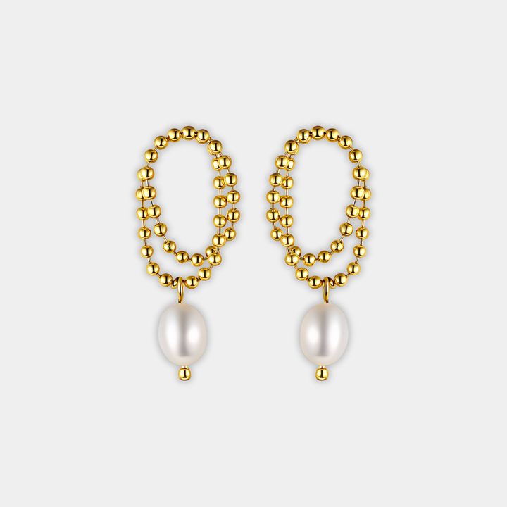 Gold Hoop Earrings Áine with Pearl
