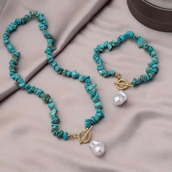 Turquoise Necklace Set Deirbhile with Baroque Pearl