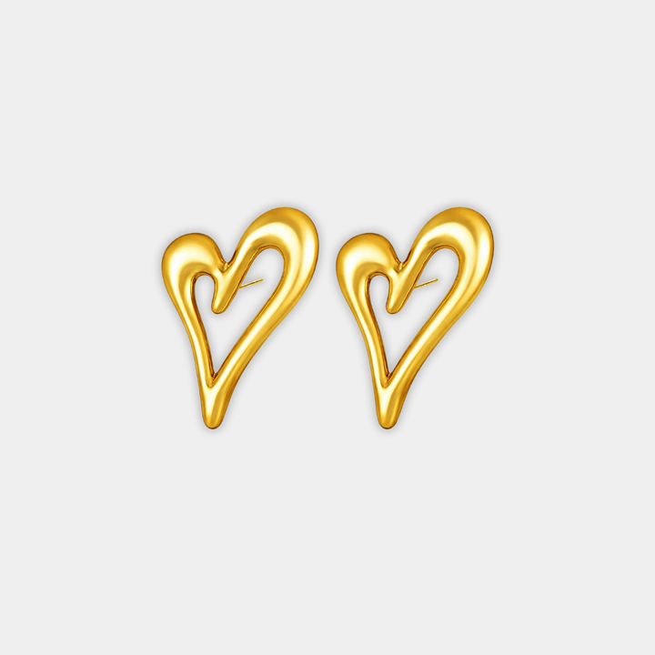 Gold Heart Stud Earrings Niamh