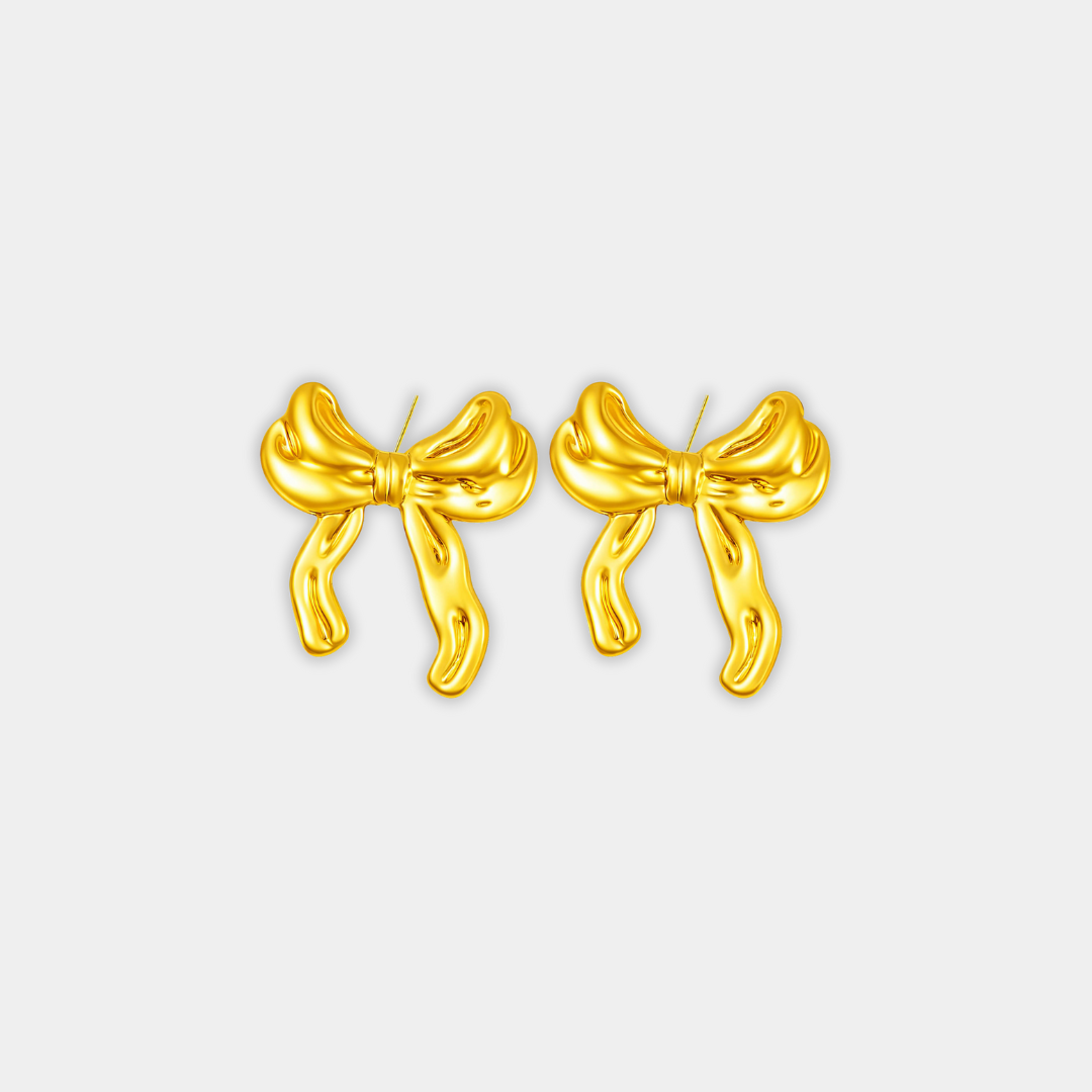 Gold Bow Stud Earrings Ríona