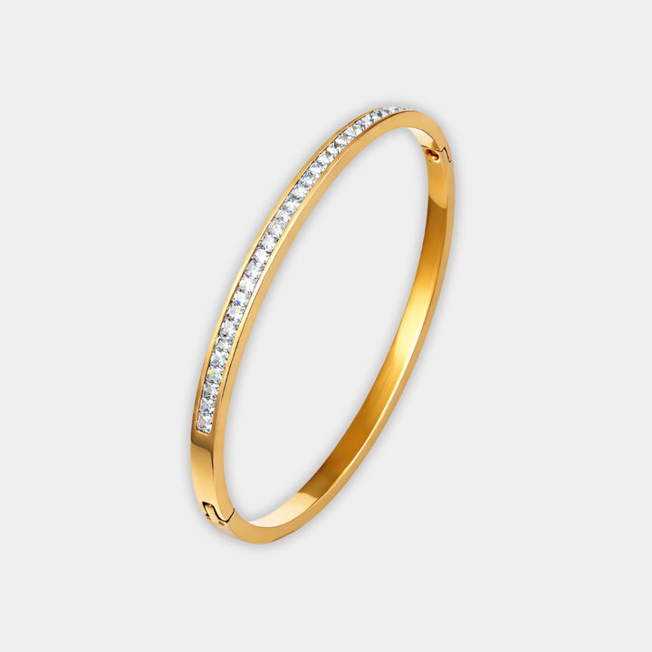 Gold Bangle Bracelet Íde with Zirconia