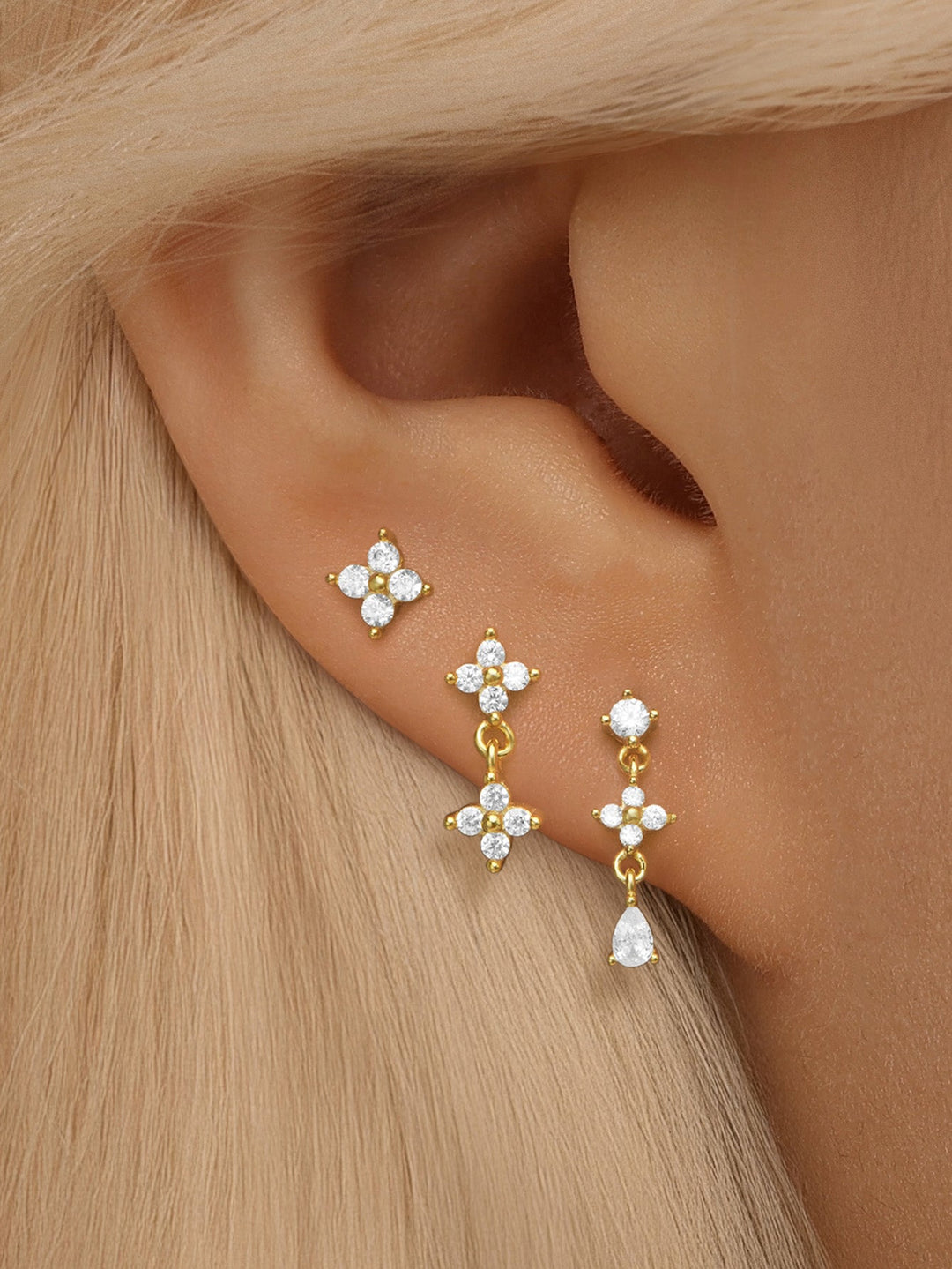 Gold Stud Earrings Sorcha with Zirconia