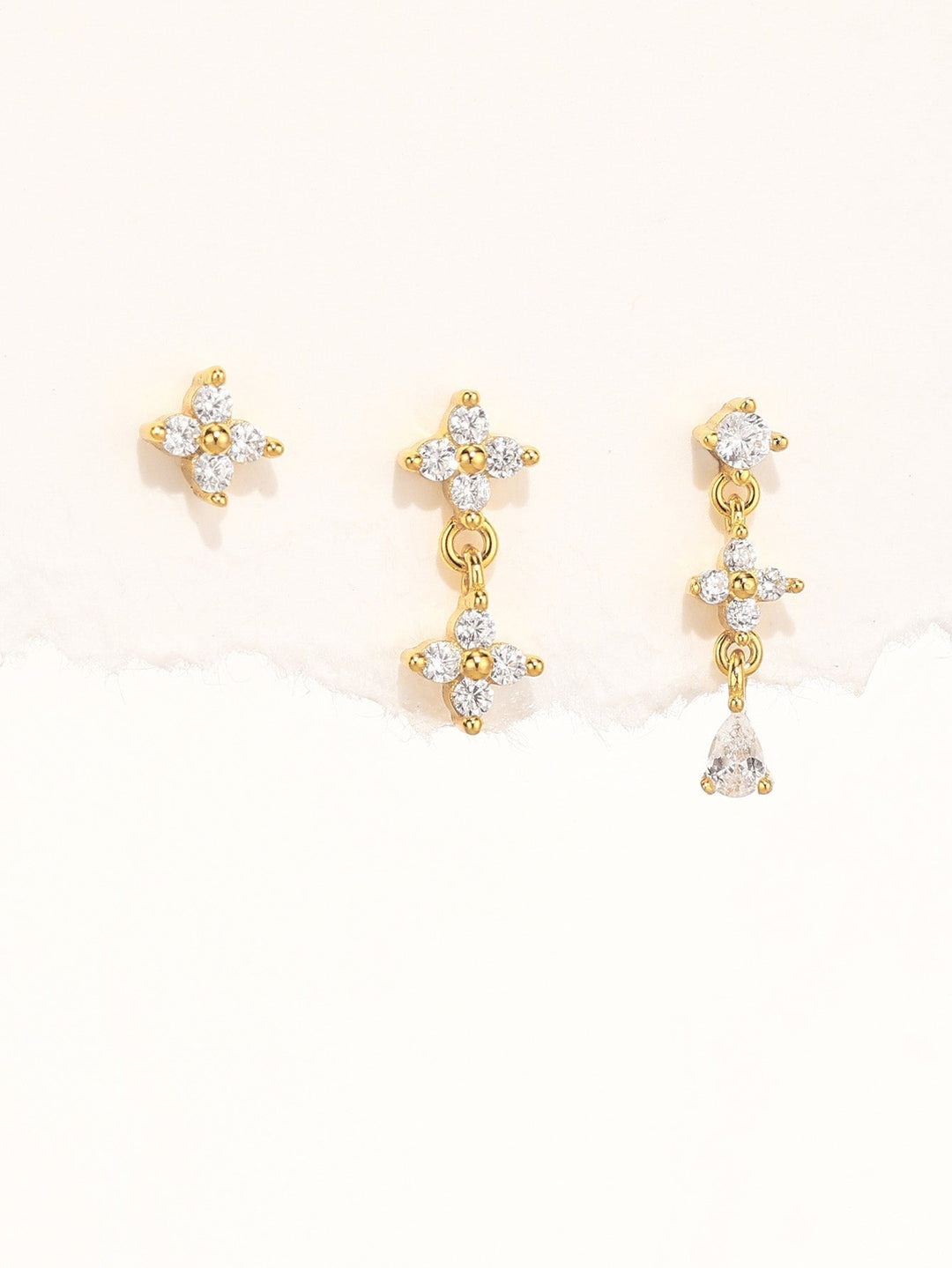 Gold Stud Earrings Sorcha with Zirconia