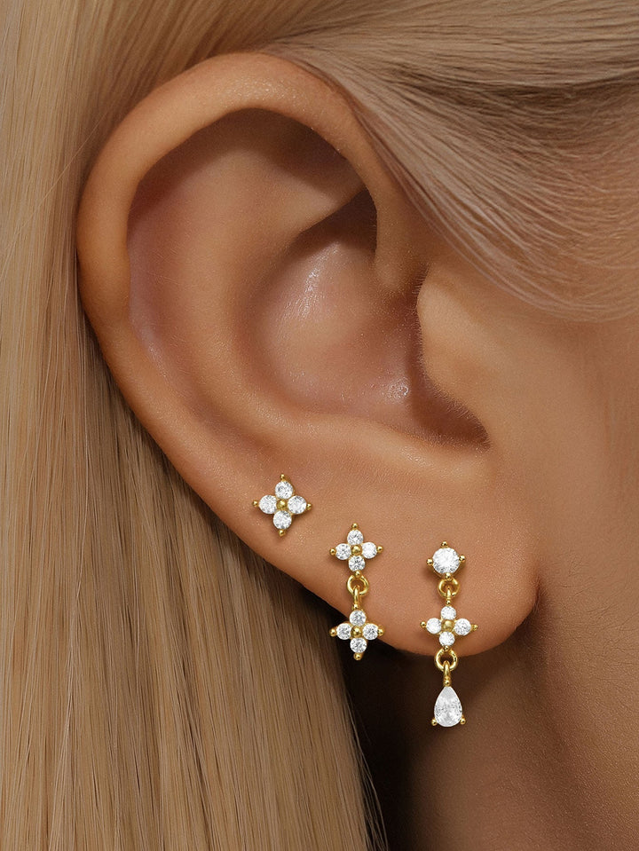 Gold Stud Earrings Sorcha with Zirconia