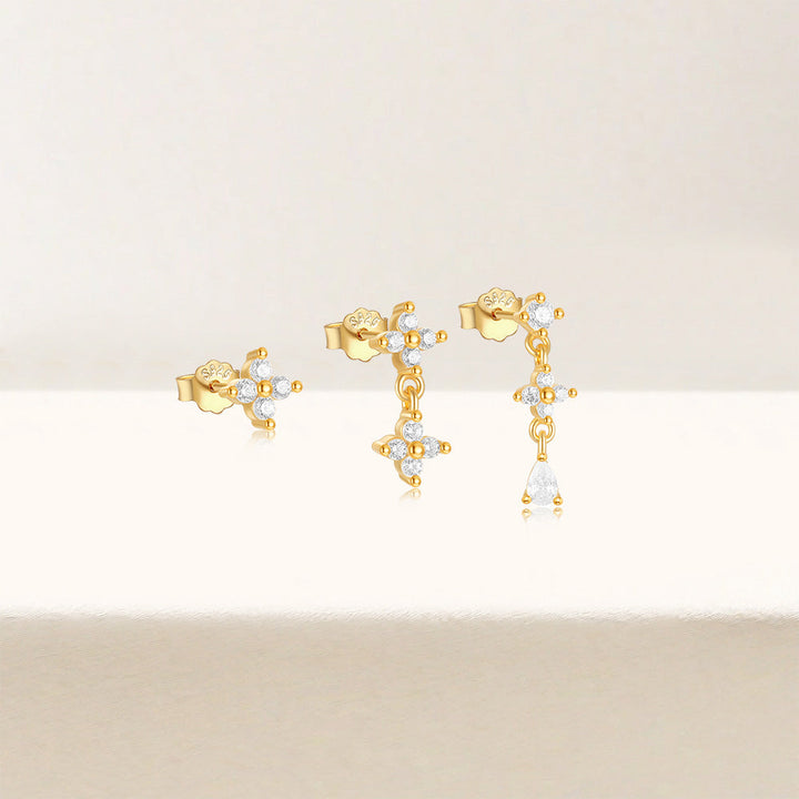 Gold Stud Earrings Sorcha with Zirconia