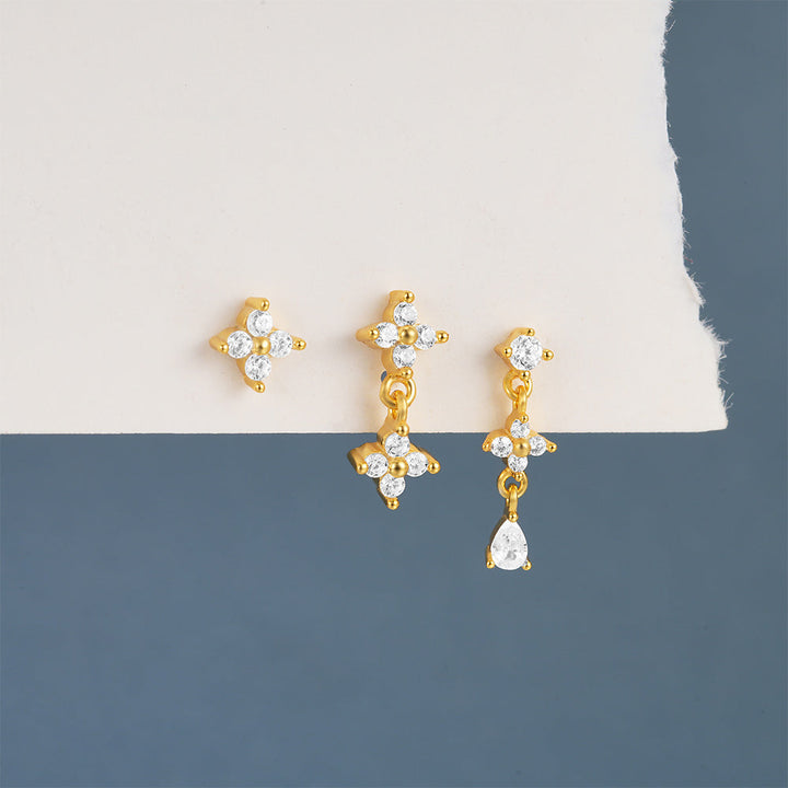 Gold Stud Earrings Sorcha with Zirconia