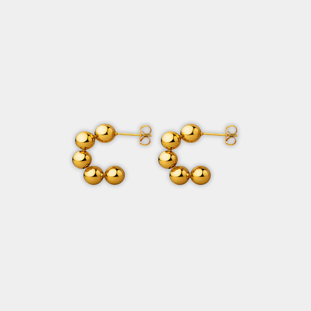 Gold Beaded Hoop Earrings Fiadh