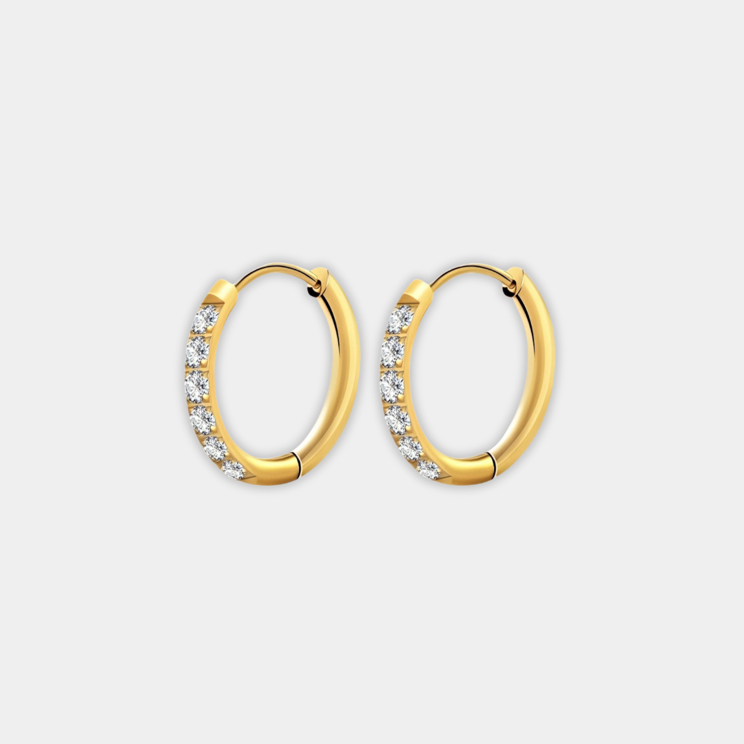 Gold Huggie Earrings Caoimhe with Zirconia