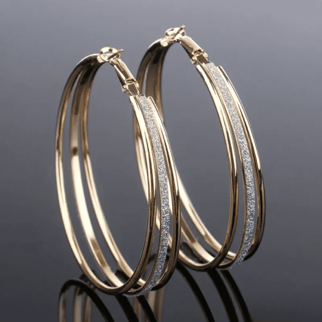Gold Hoop Earrings Saoirse with Stardust Finish
