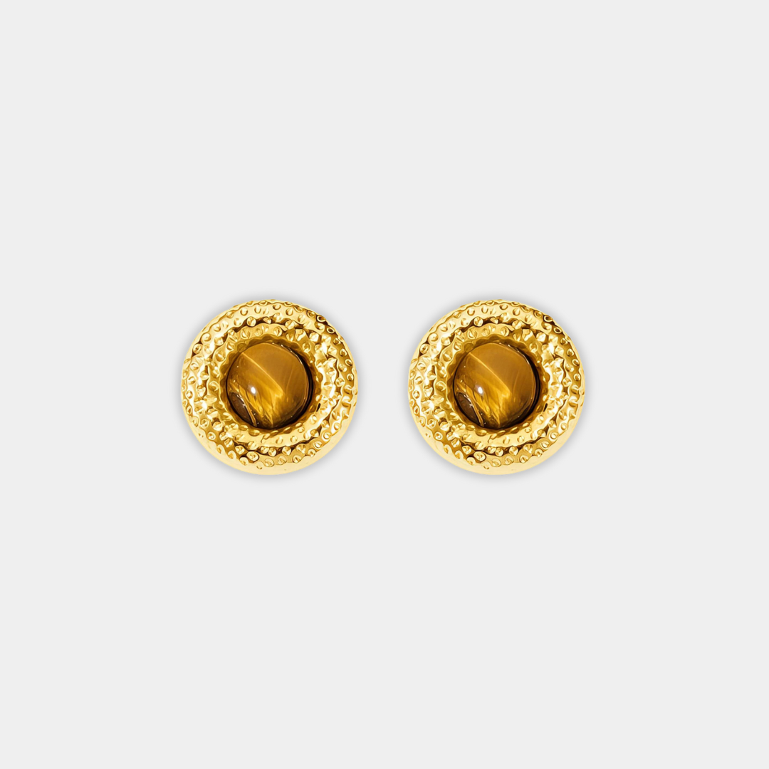 Gold Stud Earrings Saoirse with Tiger&
