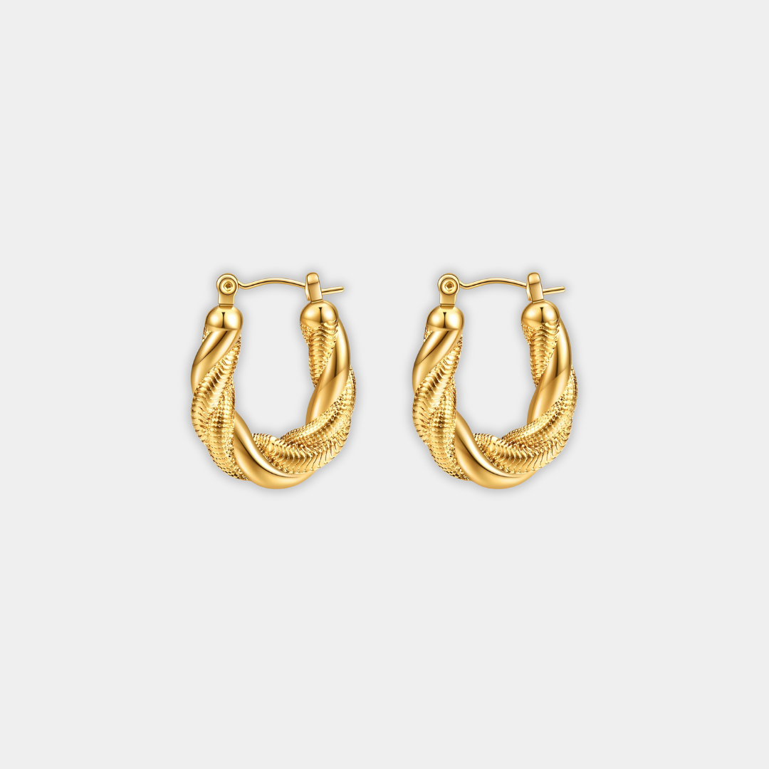 Gold Hoop Earrings Niamh with Twisted Design