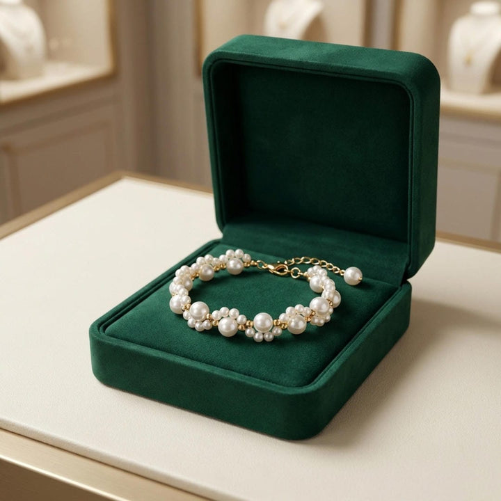 Gold Beaded Pearl Bracelet Cara