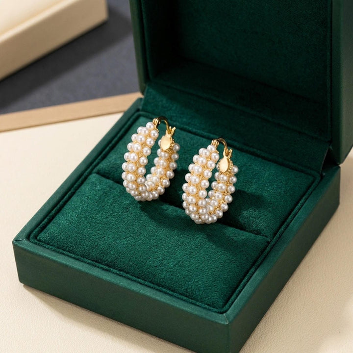 Gold Hoop Earrings Sinéad with Pearls