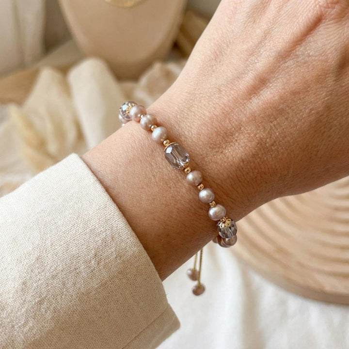Pearl Beaded Bracelet Darina with Crystal Beads