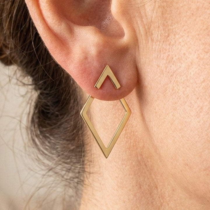 Gold Stud Earrings Caoimhe with Open Triangle