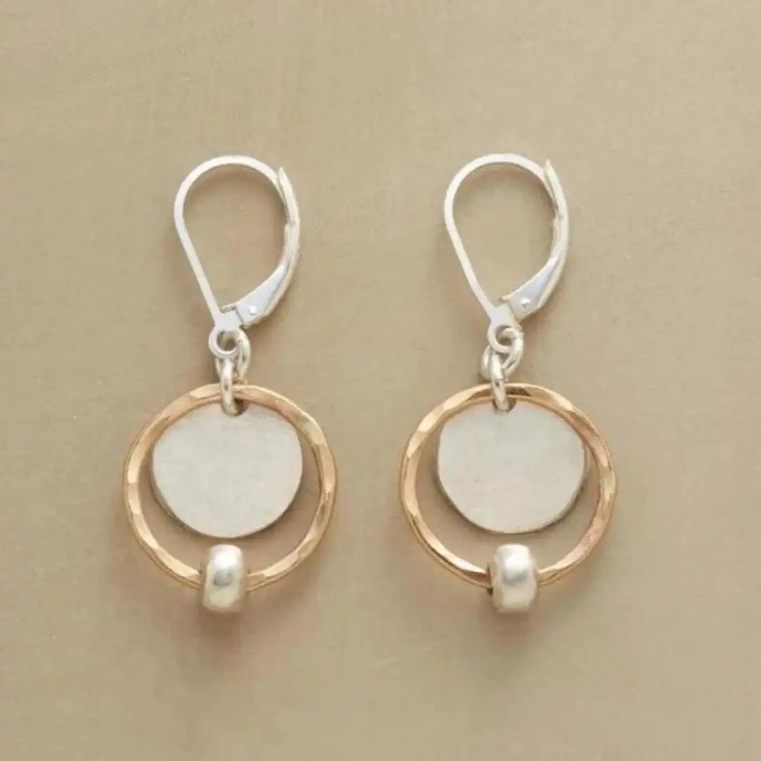 Rose Gold &amp; Silver Drop Earrings with Pearl Accent