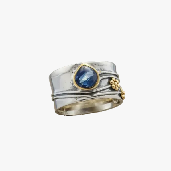 Gold &amp; Silver Band Ring Saoirse with Sapphire