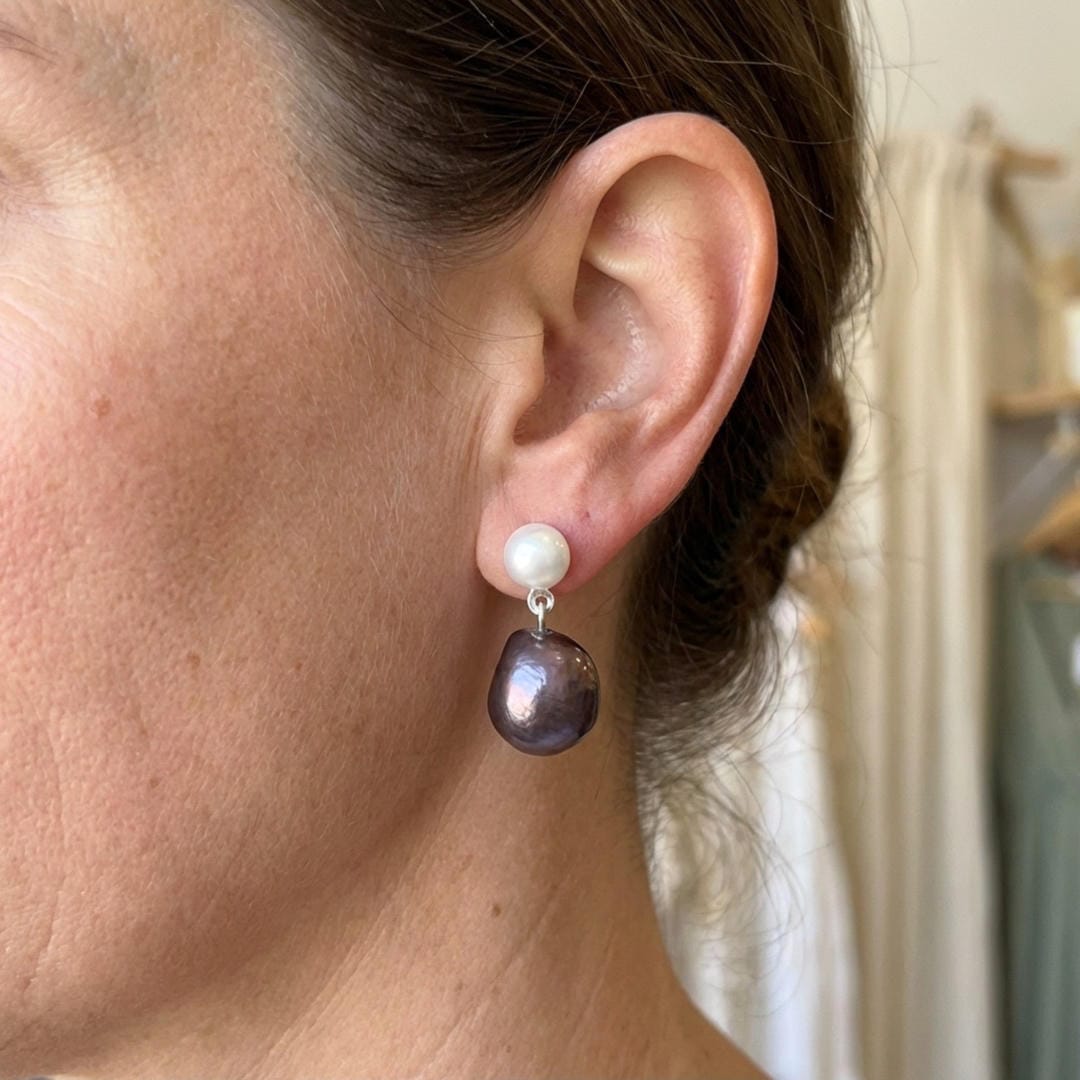 Silver Drop Earrings Laoise with Baroque Pearls